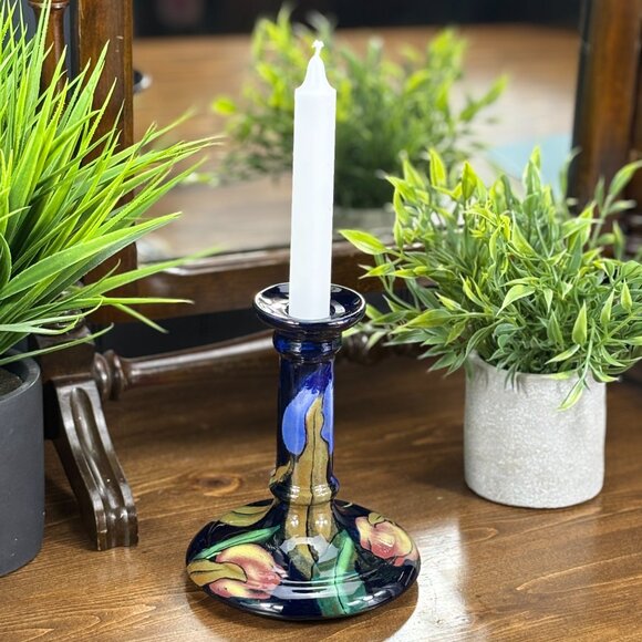 Vintage Candle Holder Royal Stanley Jacobean Hand Painted Pottery Candle Stick - Picture 3 of 15